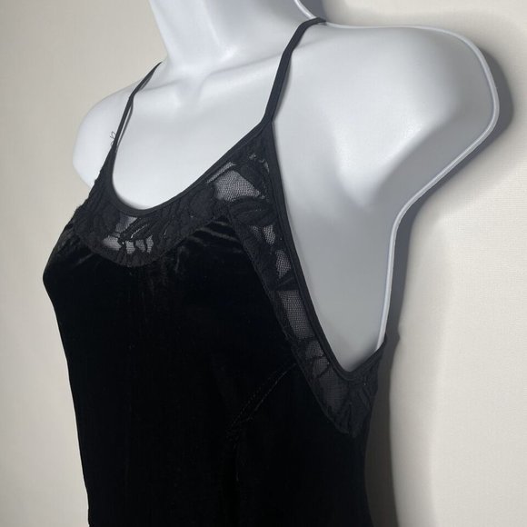 Free People Intimately Nightshade Black Velvet Lace High Low Mini Dress - Picture 6 of 8
